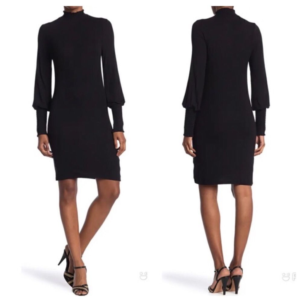 One One Six Ruched Neck Sleeve Short Dress Sz Lg